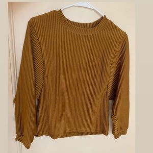 shein blouson sleeve ribbed sweatshirt